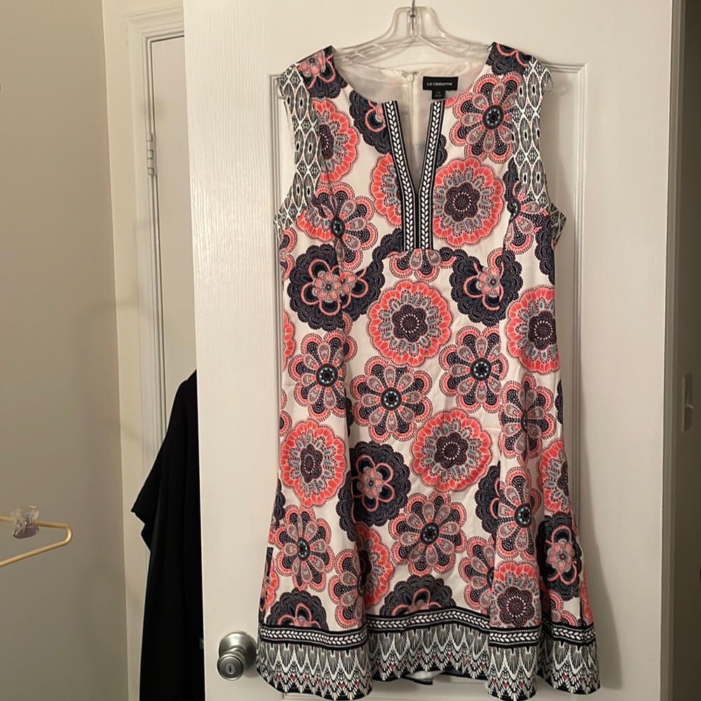 Multicolored retro flower sleeveless A line dress